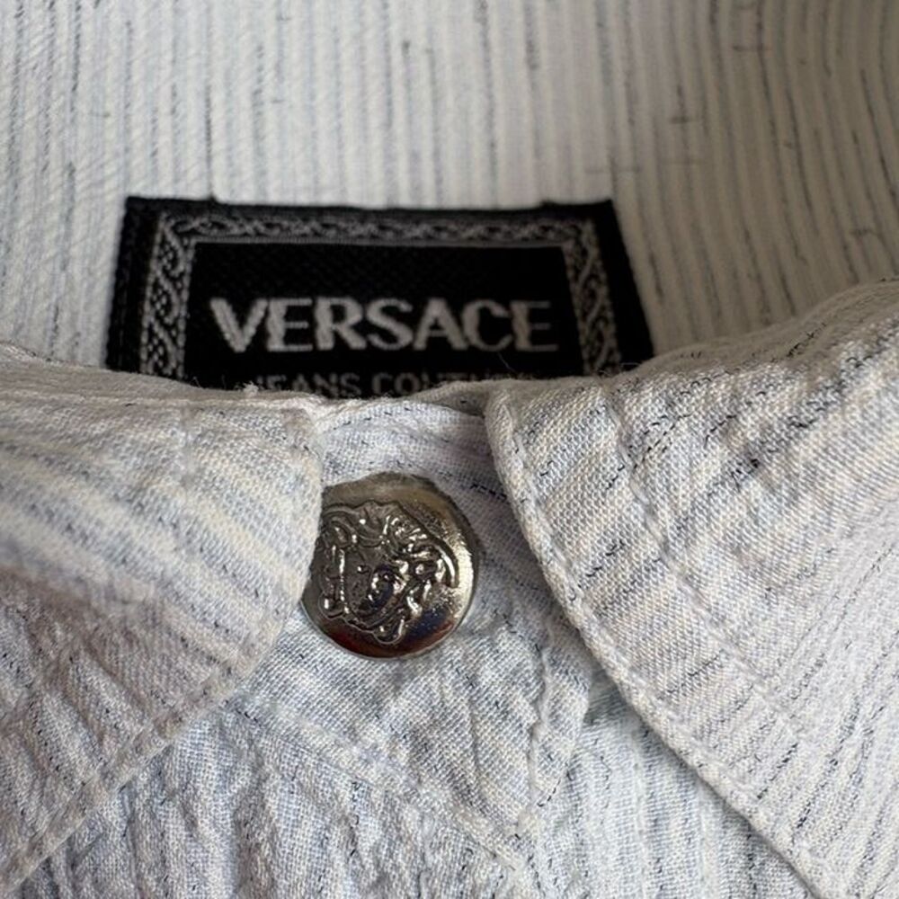 Vintage Versace Oxford Button Down Shirt Reworked Designer - Picture 3 of 10